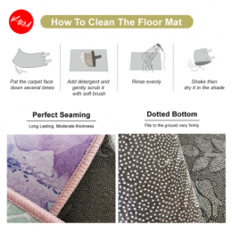 KM Ready Stock Malaysia Half Semi Circle Printed Floor Mat Home Living Room Bathroom Rug Floor Carpet Door Mat [8191]