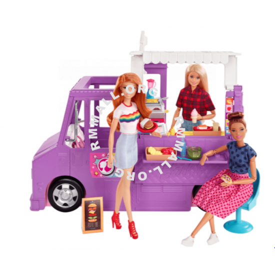 BARBIE FOOD TRUCK WITH MULTIPLE PLAY AREAS