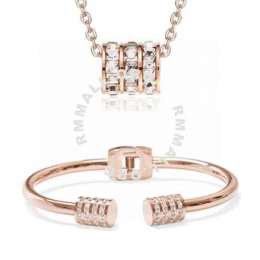 CELOVIS - Orabelle Necklace Paired with Leah Bangle Jewellery Set in Rose Gold
