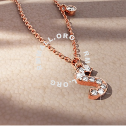 925 SIGNATURE Solid 925 Sterling Silver Initial Crystal Personalised Alphabet Letter Necklace Rose Gold Filled - S
