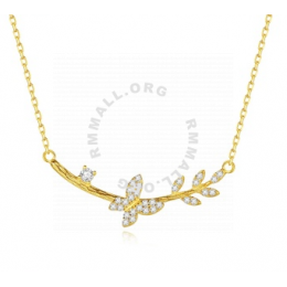 SUNRAIS Premium color stone golden butterfly necklace
