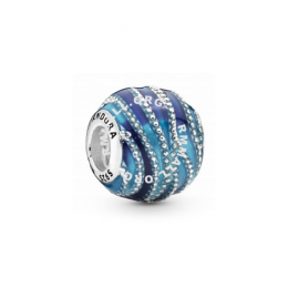 PANDORA  Water silver charm with mixed blue enamel colours