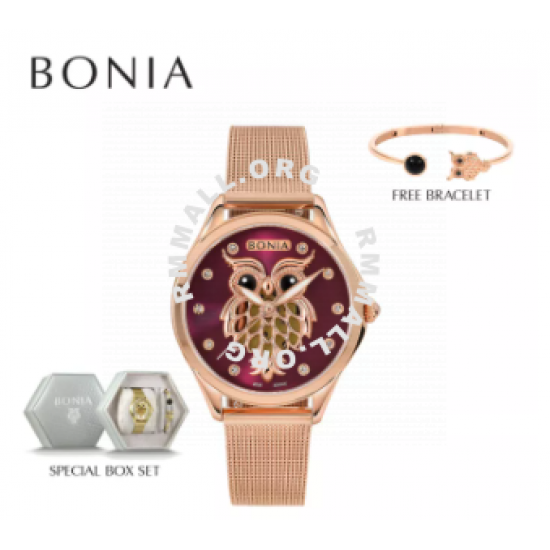 Bonia Elegance Women Watch & Jewellery Set BNB10641-2569 (Free Gift)