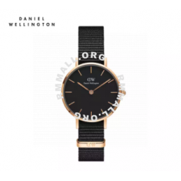 Daniel Wellington Petite Cornwall Black 28mm - Black on gold - 12mm Daniel Wellington Cornwall Nato Strap - DW Watch for Women