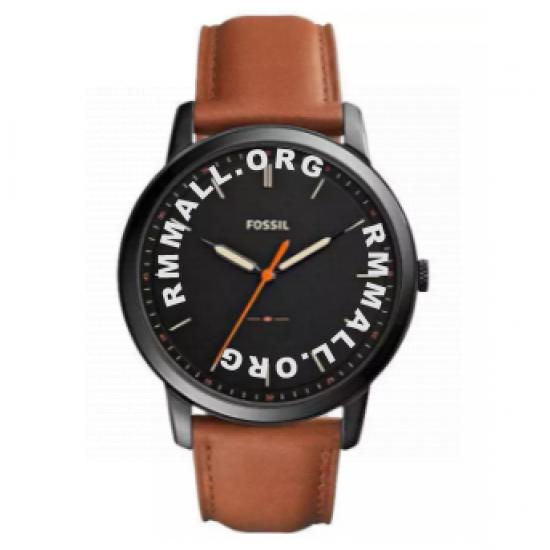 Fossil Mens Minimalist Black Dial Brown Leather Watch FS5305