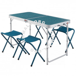 Folding camping table - 4 stools - 4 to 6 people